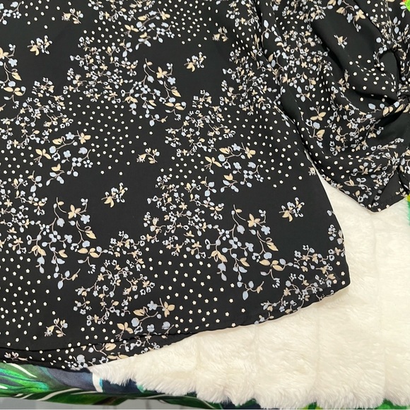 GUC $44 Papermoon Stitch Fix Medium Floral Zip Abernath Tie 3/4 Sleeve Blouse - Picture 11 of 13